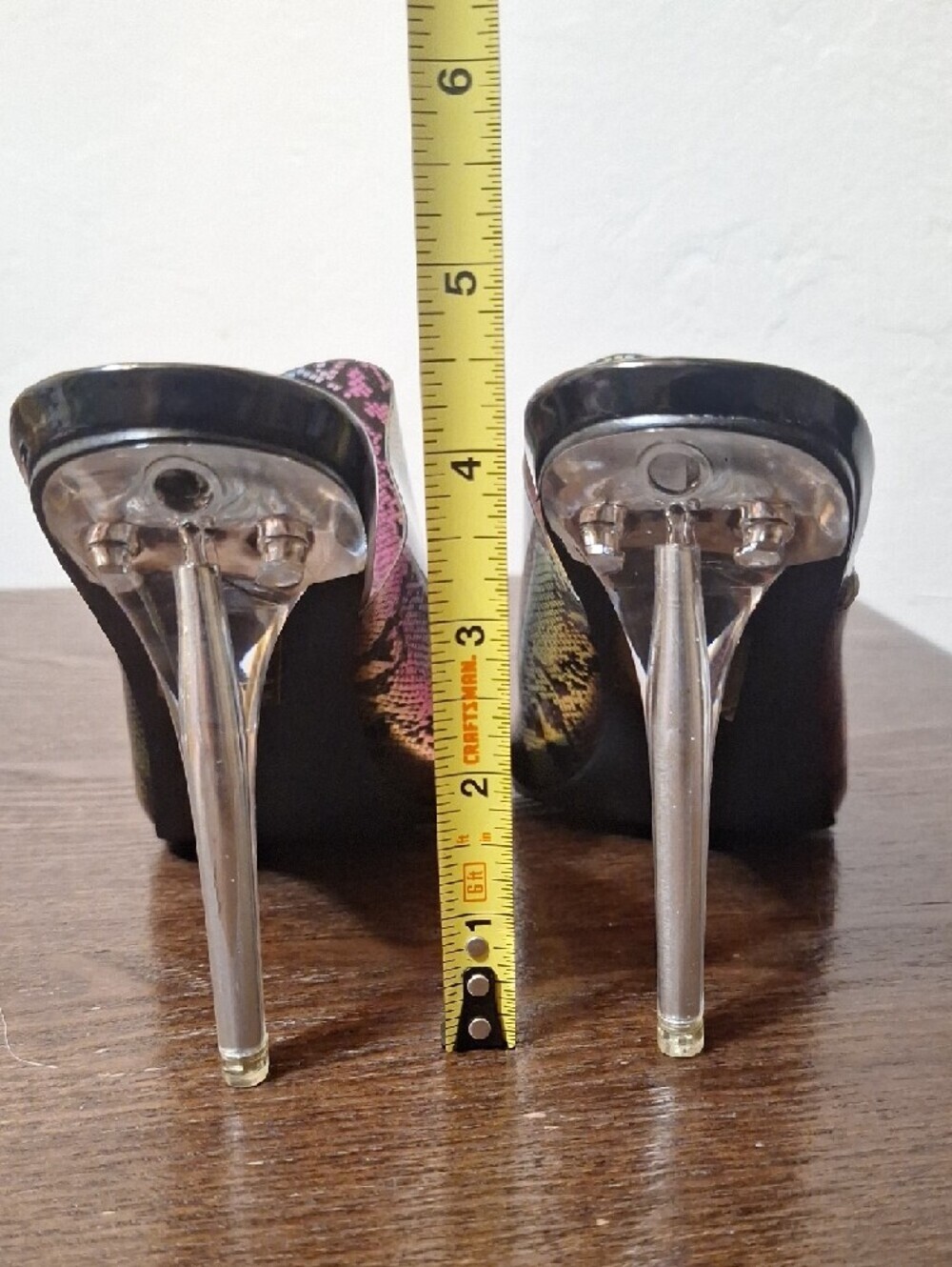 So Me Clear Heel Mule Sandals with Multicolor Snake Print Size 8 - Picture 7 of 11